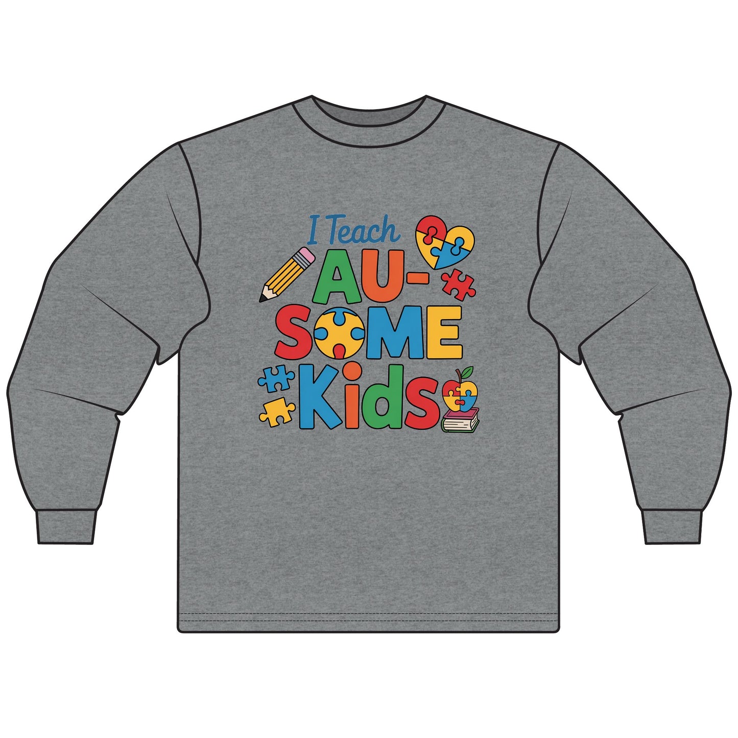 Colorful Teacher T-Shirt, I Teach Ausome Kids Long Sleeve Shirt, Perfect for Educators, Classroom Gifts, Teacher [...]