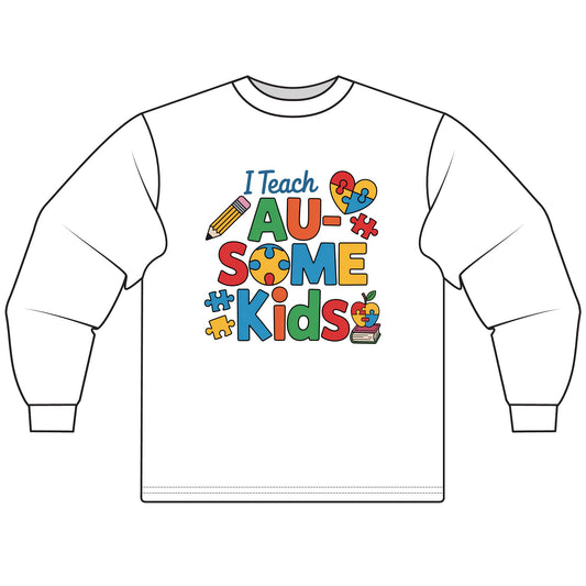 Colorful Teacher T-Shirt, I Teach Ausome Kids Long Sleeve Shirt, Perfect for Educators, Classroom Gifts, Teacher [...]