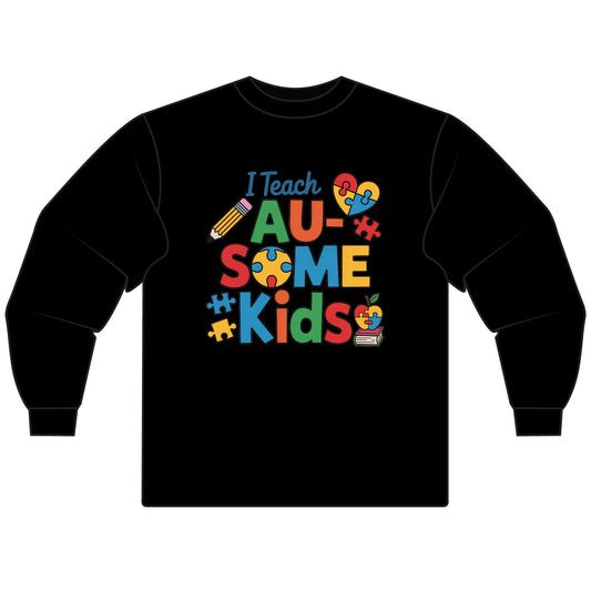 Colorful Teacher T-Shirt, I Teach Ausome Kids Long Sleeve Shirt, Perfect for Educators, Classroom Gifts, Teacher [...]