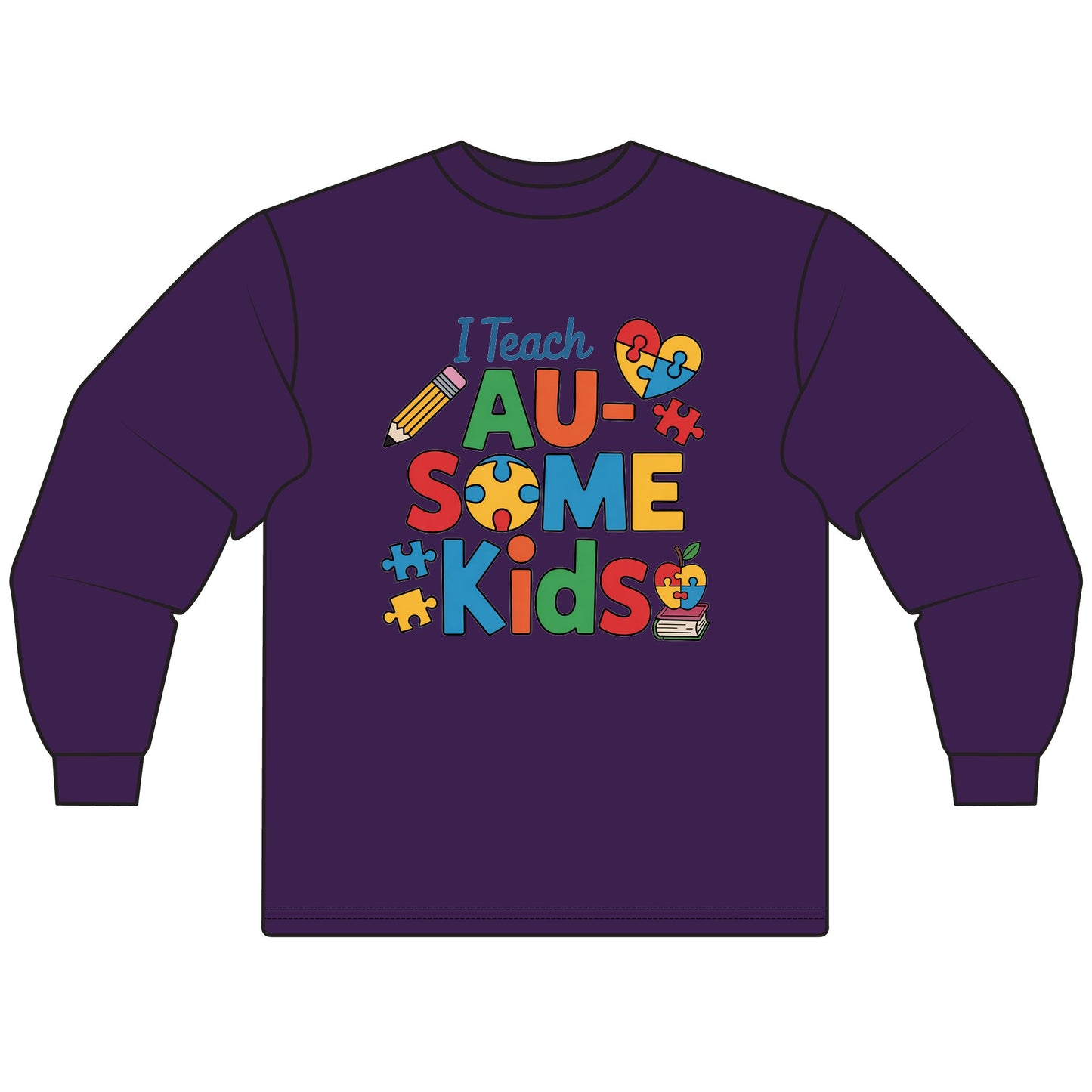 Colorful Teacher T-Shirt, I Teach Ausome Kids Long Sleeve Shirt, Perfect for Educators, Classroom Gifts, Teacher [...]