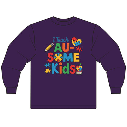 Colorful Teacher T-Shirt, I Teach Ausome Kids Long Sleeve Shirt, Perfect for Educators, Classroom Gifts, Teacher [...]
