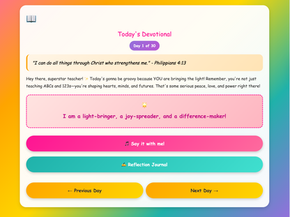 The Teacher Calm Corner & Devotional – Daily Stress-Relief & Motivation for Teachers