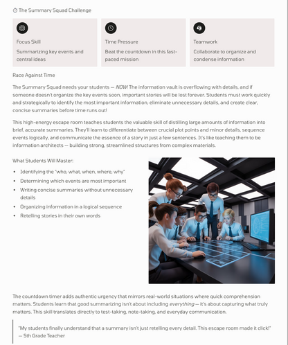 Reading Escape Rooms Unit 1