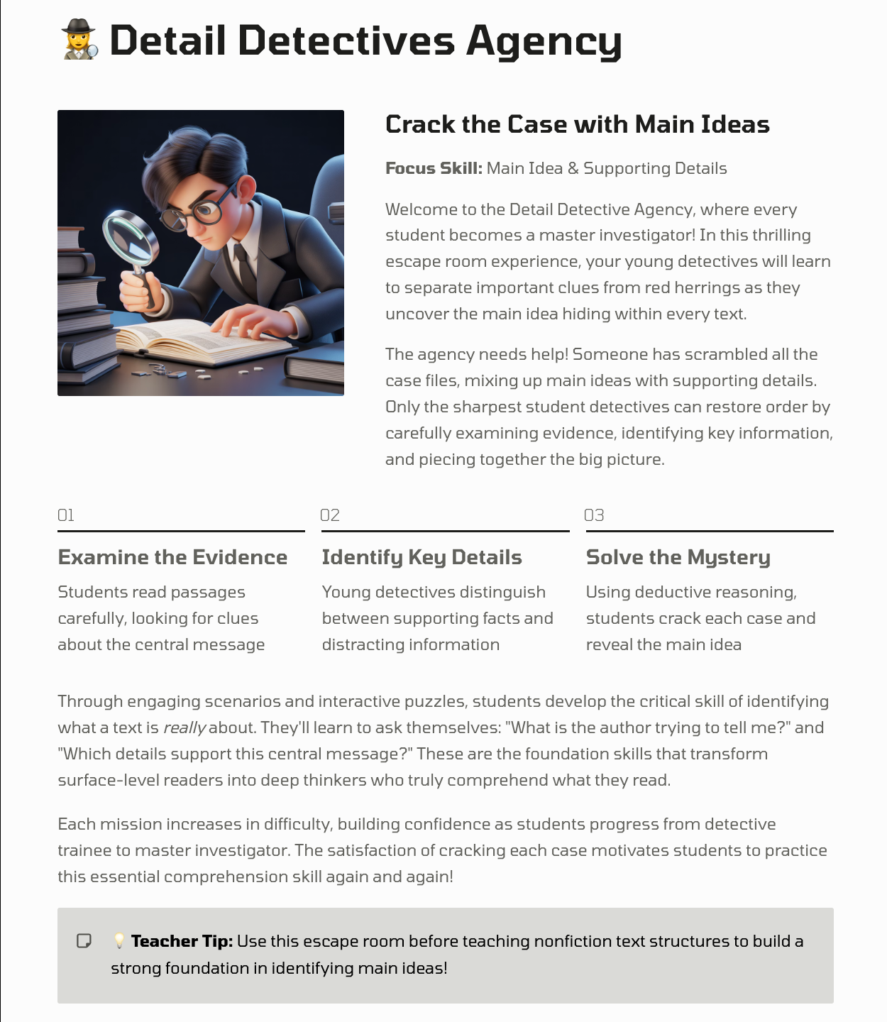 Reading Escape Rooms Unit 1